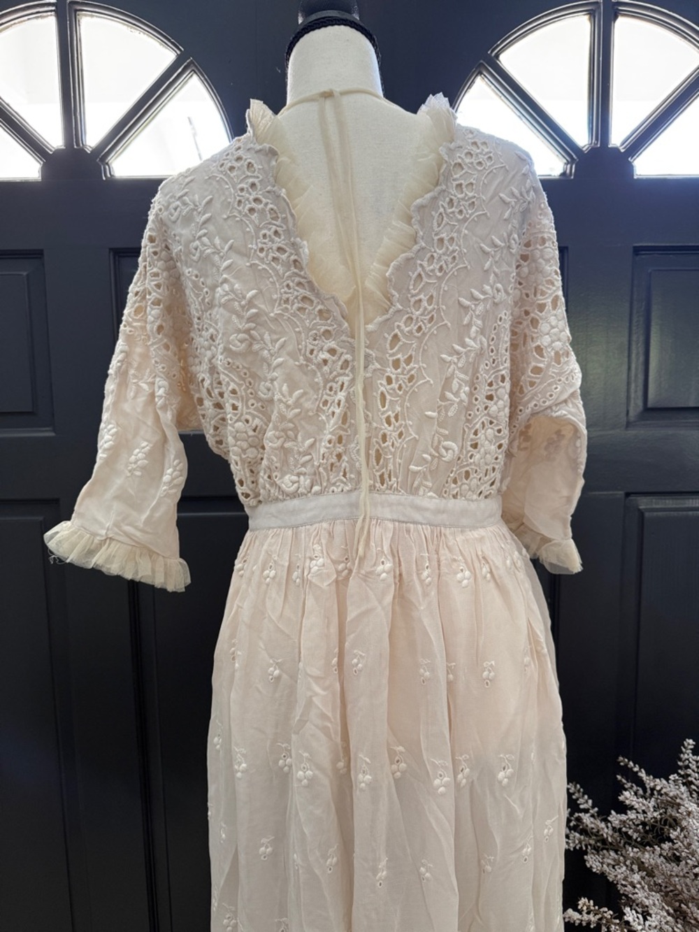 LoveShackFancy Soft Ivory Lace Maxi Dress - Picture 4 of 7